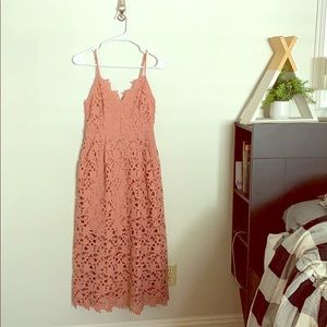 Pink lace overlay dress